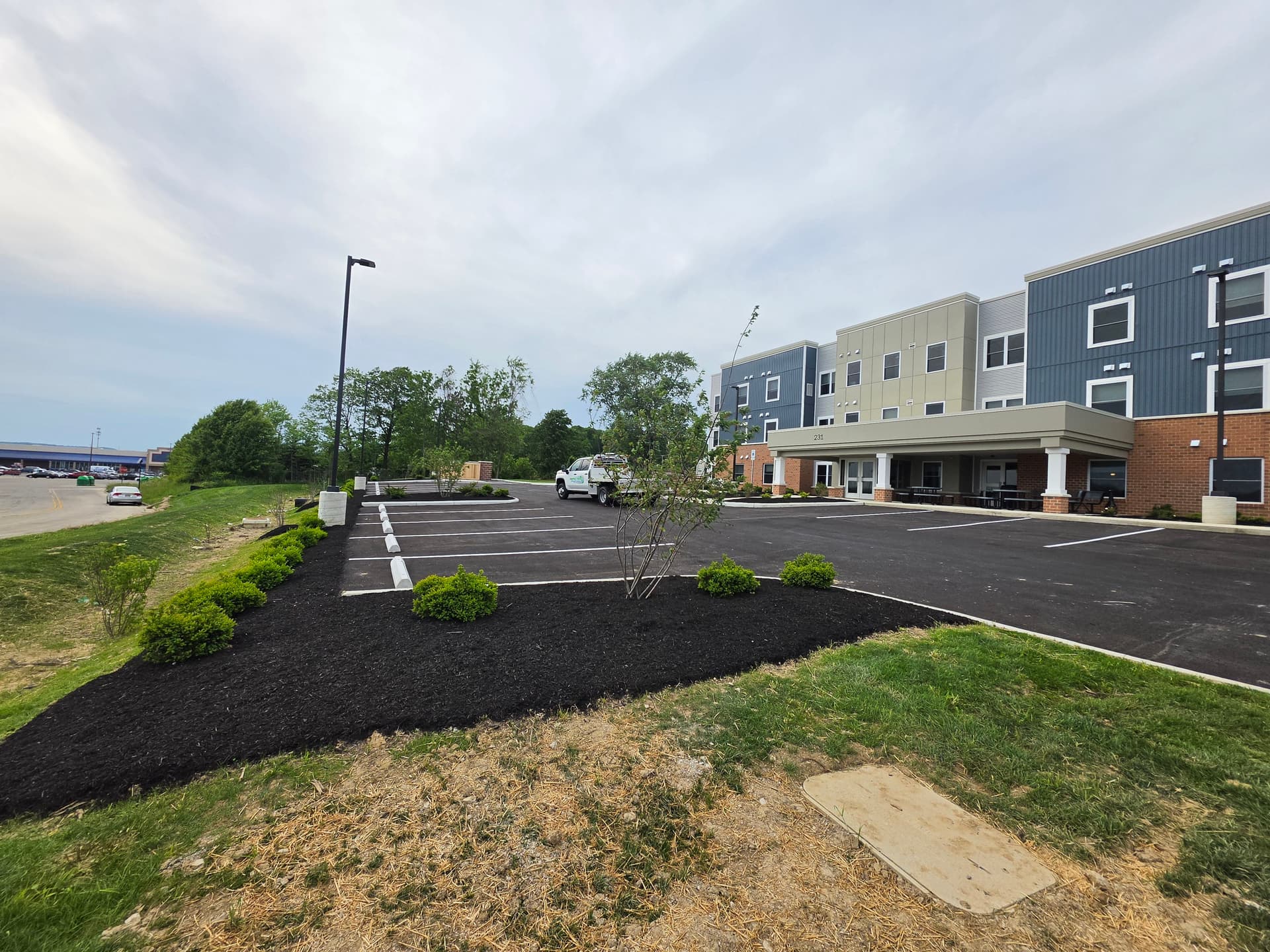 Fresh Mulch and New Plantings at a Lancaster Ohio Commercial Property