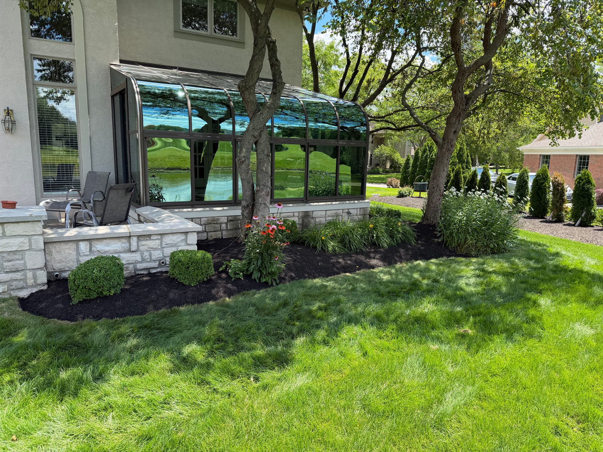 Gallery photos for Bed Cleanup, Shrub Pruning, and Black Mulch Install in Blacklick Ohio: Image #7